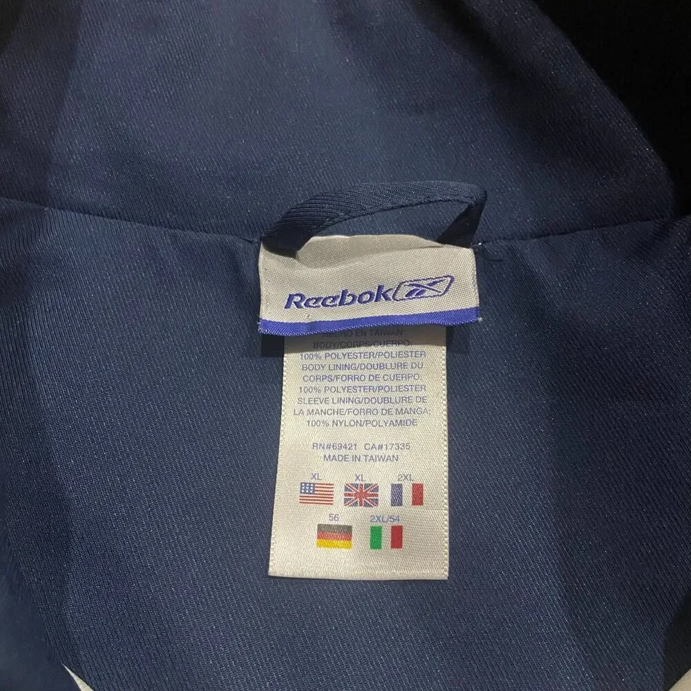 Reebok Athletic Vintage Y2K Full Zip White Navy Windbreaker Jacket Men's Size XL